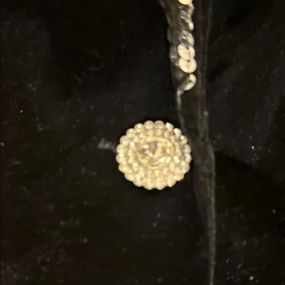 3/$20 Black Velvet Blazer with Silver Sequin Lapel - Picture 4 of 4